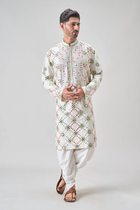 Arihant Rai Sinha Off White Polyester Embroidery Geometric Mirror Kurta Set at Aza Fashions Arihant Rai Sinha_Off White Polyester Embroidery Geometric Mirror Kurta Set_at_Aza_Fashions