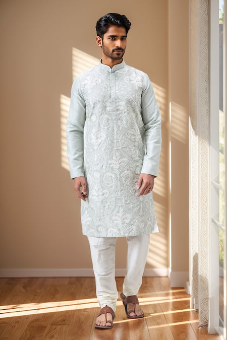 Arihant Rai Sinha Floral Aari Embroidered Kurta With Churidar 