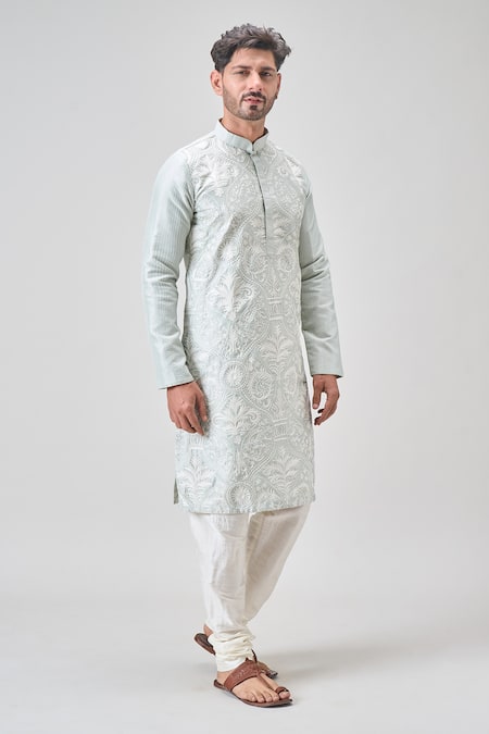 Buy Arihant Rai Sinha Green Silk Embroidery Floral Aari Kurta Set Online at Aza Fashions Buy_Arihant Rai Sinha_Green Silk Embroidery Floral Aari Kurta Set _Online_at_Aza_Fashions