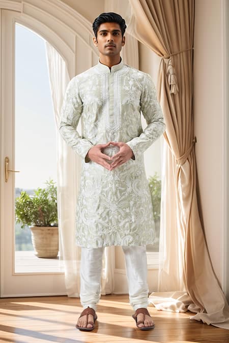 Arihant Rai Sinha Botanic Garden Embroidered Kurta With Churidar 