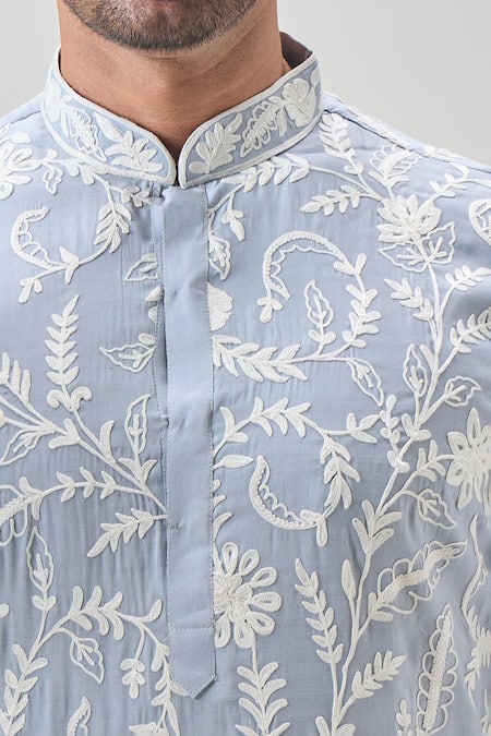 Buy Arihant Rai Sinha Gray Polyester, Silk Embroidery Floral Aari Kurta Set Online at Aza Fashions Buy_Arihant Rai Sinha_Gray Polyester, Silk Embroidery Floral Aari Kurta Set _Online_at_Aza_Fashions