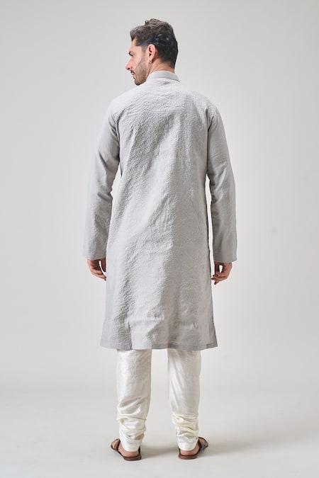 Shop Arihant Rai Sinha Gray Polyester, Silk Embroidery Tonal Kurta Set at Aza Fashions Shop_Arihant Rai Sinha_Gray Polyester, Silk Embroidery Tonal Kurta Set _at_Aza_Fashions