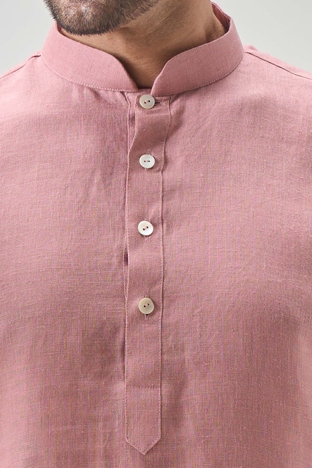 Buy Arihant Rai Sinha Peach Linen, Cotton Embroidery Floral Vine Kurta Set Online at Aza Fashions Buy_Arihant Rai Sinha_Peach Linen, Cotton Embroidery Floral Vine Kurta Set _Online_at_Aza_Fashions