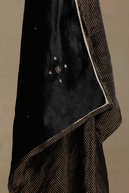 Shop_Weaver Story_Black Sequins, Embroidery Floral Dushala _Online_at_Aza_Fashions