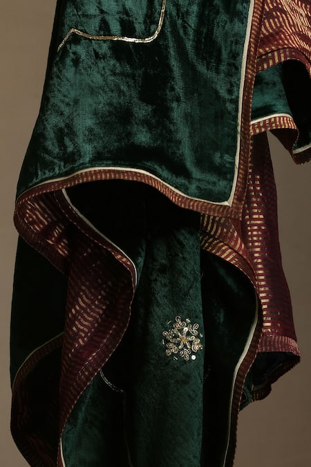 Shop_Weaver Story_Green Embroidery Floral Hand Dushala _Online_at_Aza_Fashions