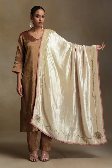 Weaver Story Geometric Floral Hand Embroidered Dushala 