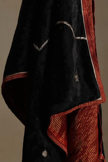 Shop_Weaver Story_Black Embroidery, Sequins Floral Hand Dushala _Online_at_Aza_Fashions