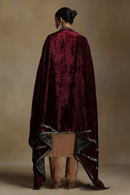 Weaver Story Diagonal Floral Vine Hand Embroidered Dushala 