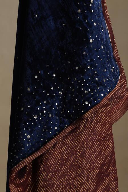 Buy_Weaver Story_Blue Sequins Hand Embroidered Dushala _Online_at_Aza_Fashions