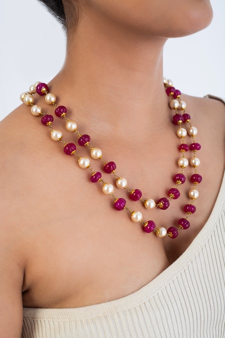 Zevar King Multi Color Pearl & Bead Mala Necklace