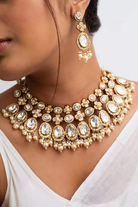 Zevar King Gul Crest Kundan & Pearl Embellished Choker Set 