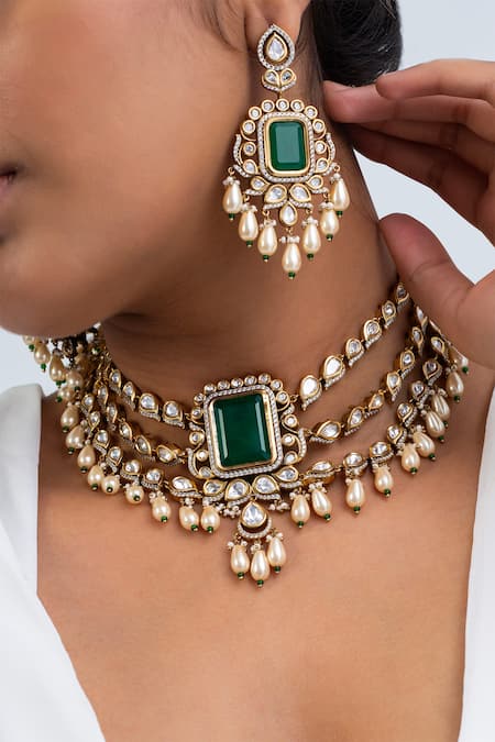 Zevar King Stone Embellished Layered Choker Set 