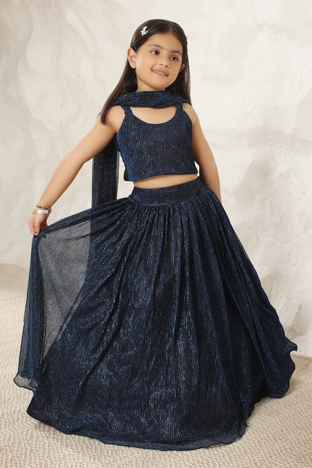 FAYON KIDS x AZA Pleated Lehenga Blouse Set 