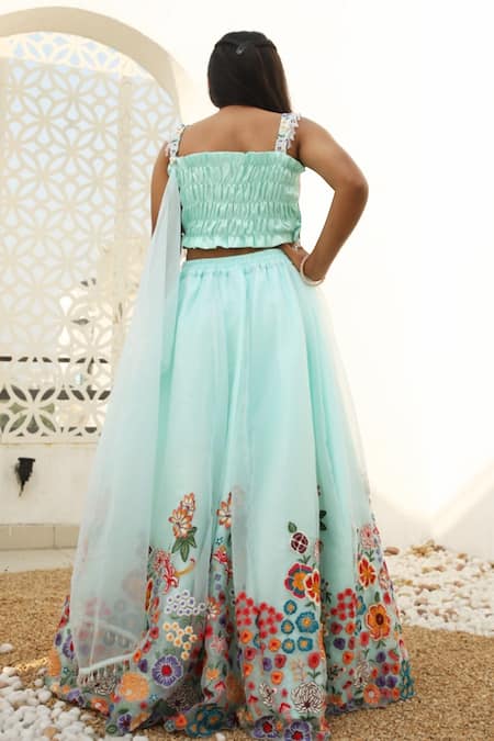 Fayon Kids X AZA 3D Flower Embellished Lehenga Set 