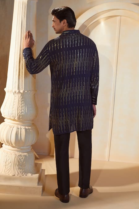 Spring Break X AZA Sequin Stripe Embroidered Kurta Set 