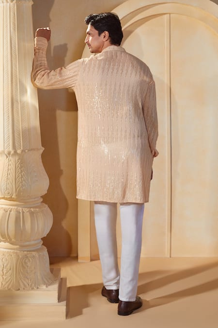 Spring Break X AZA Striped Sequin Embroidered Kurta Set 