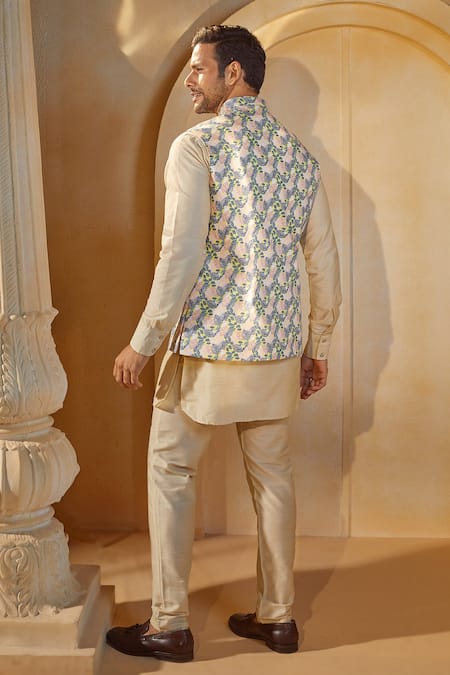Spring Break X AZA Leafy Botanic Print Bundi Kurta Set 
