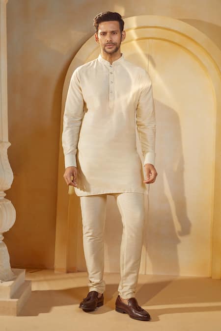 Shop_Spring Break X AZA_Multi Color Cotton, Silk Leafy Botanic Print Bundi Kurta Set _Online_at_Aza_Fashions