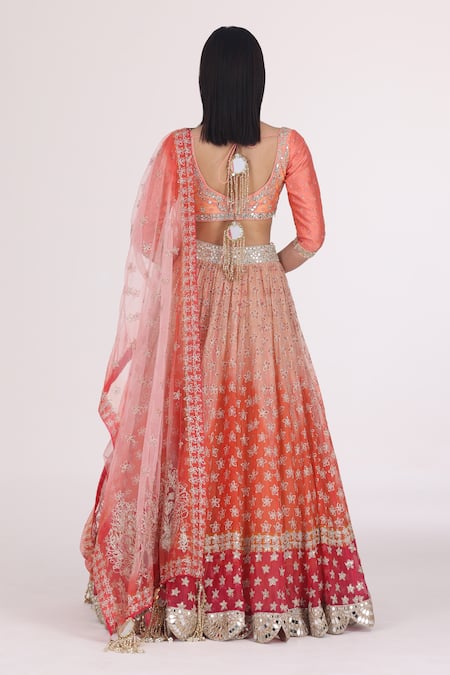 Abhinav Mishra Gradient Embroidered Bridal Lehenga Set 