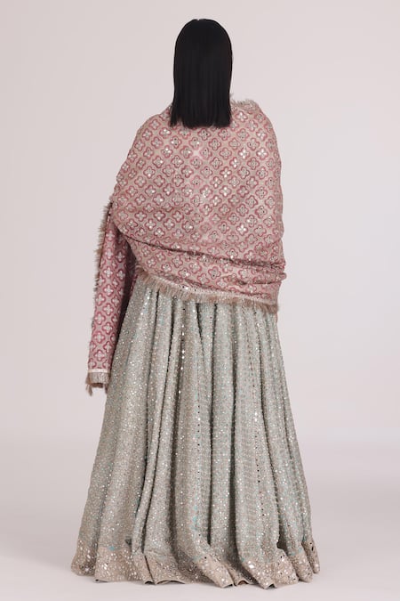 Shop Abhinav Mishra Beige Chanderi Gota Patti, Mirrors, Zari, Geometric Bloom Lehenga Set at Aza Fashions Shop_Abhinav Mishra_Beige Chanderi Gota Patti, Mirrors, Zari, Geometric Bloom Lehenga Set _at_Aza_Fashions