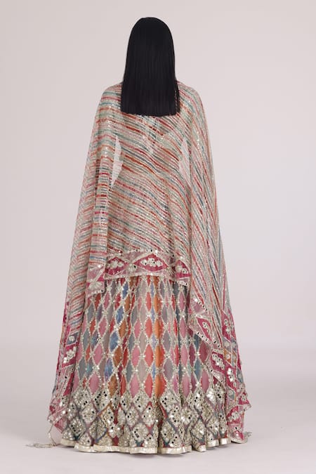Abhinav Mishra Multi Color Embroidered Bridal Lehenga Set 