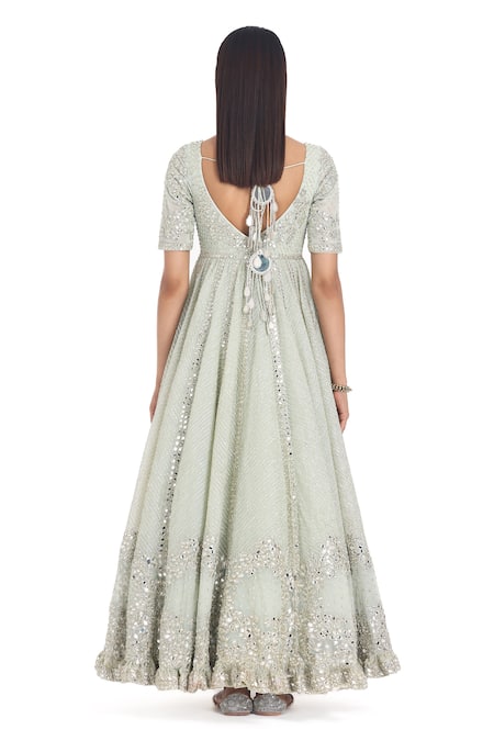 Abhinav Mishra Floral Mirror Embroidered Anarkali Set 