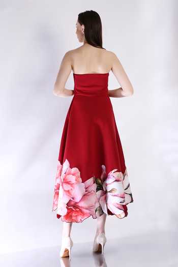 strapless open back dress Buy Red Neoprene Dress With Summer Motifs For Girls 9-10 Y main image 1