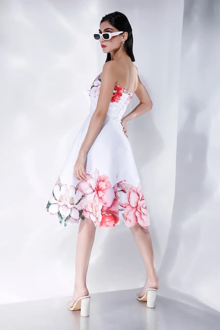 Ozeqo Floral Cutwork Dress With Corset 