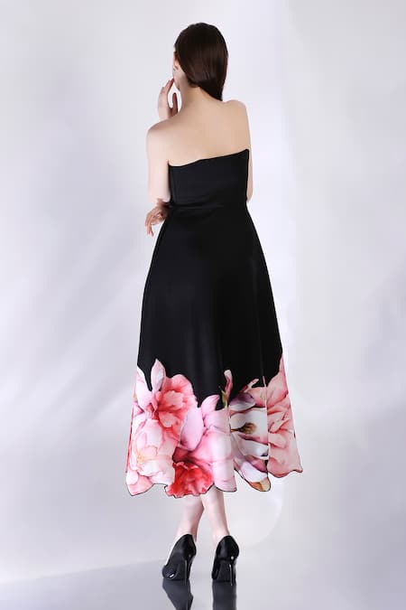 Ozeqo Floral Print Midi Dress With Bow Wrap 