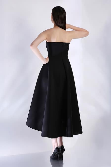 Ozeqo Black High Low Hem Tube Dress 
