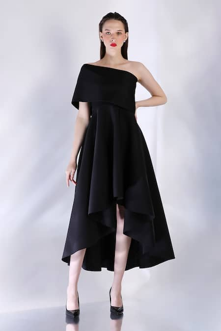 Ozeqo Imperial High Low Hem Dress With Off Shoulder Wrap 