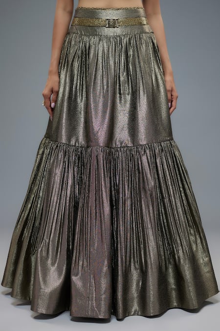 Buy Rocky Star Gray Polyester, Polyurethane Beads V-neck Gold Grey Shimmer Tiered Lehenga Set Online at Aza Fashions Buy_Rocky Star_Gray Polyester, Polyurethane Beads V-neck Gold Grey Shimmer Tiered Lehenga Set _Online_at_Aza_Fashions