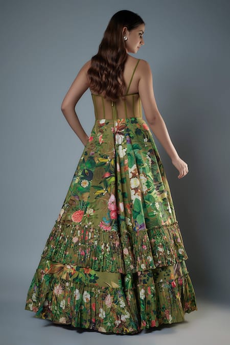Rocky Star Botanical Print Jewel Corset Gown 