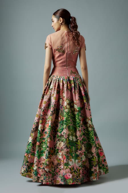 Rocky Star Blossom Print Lehenga & Embroidered Blouse 