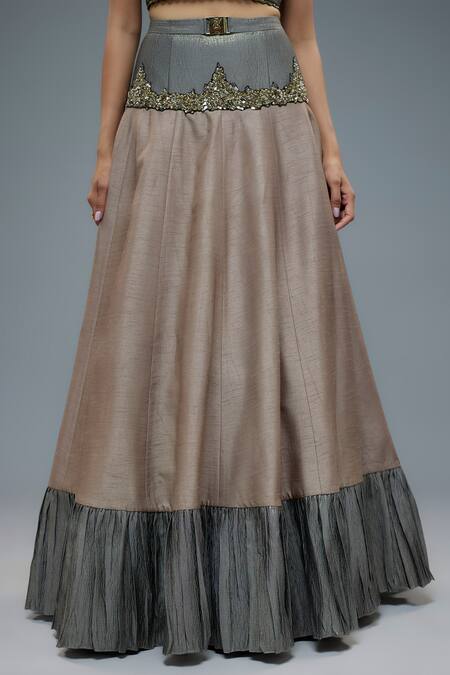 Buy Rocky Star Gray Silk, Polyurethane, Polyester Patchwork, Embroidery Grey Fiore Lehenga Set Online at Aza Fashions Buy_Rocky Star_Gray Silk, Polyurethane, Polyester Patchwork, Embroidery Grey Fiore Lehenga Set _Online_at_Aza_Fashions