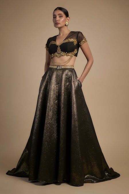 Rocky Star Tribal Sequin Embroidered Blouse With Lehenga 