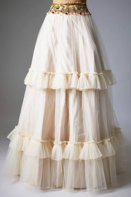 Buy Rocky Star Ivory Net Beads, Embroidery, Crystals Floral Tribal Blouse And Lehenga Set Online at Aza Fashions Buy_Rocky Star_Ivory Net Beads, Embroidery, Crystals Floral Tribal Blouse And Lehenga Set _Online_at_Aza_Fashions