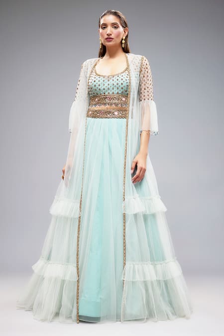 Rocky Star Frilled Cape & Embroidered Lehenga Set 