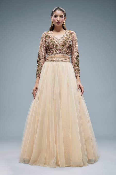 Rocky Star Floral Sequin Embroidered Blouse With Lehenga 