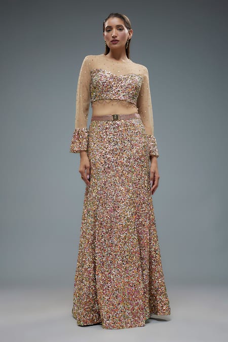 Rocky Star Sequin Embroidered Straight Fit Lehenga With Blouse 