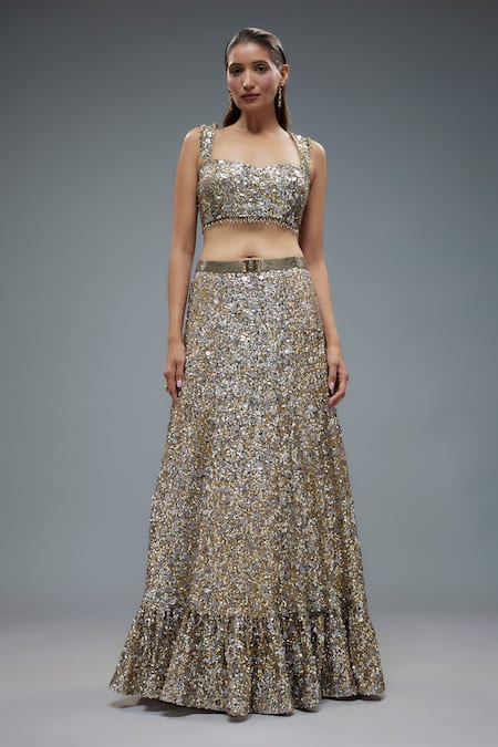 Rocky Star Sequin Embroidered A-Line Lehenga With Blouse 