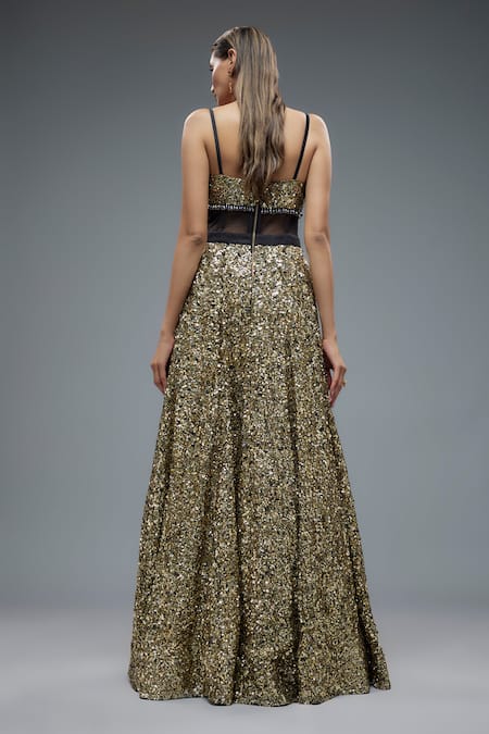 Shop Rocky Star Multi Color Net Crystals, Sequins, Tassels Sweetheart Neck Corset Gown at Aza Fashions Shop_Rocky Star_Multi Color Net Crystals, Sequins, Tassels Sweetheart Neck Corset Gown _at_Aza_Fashions