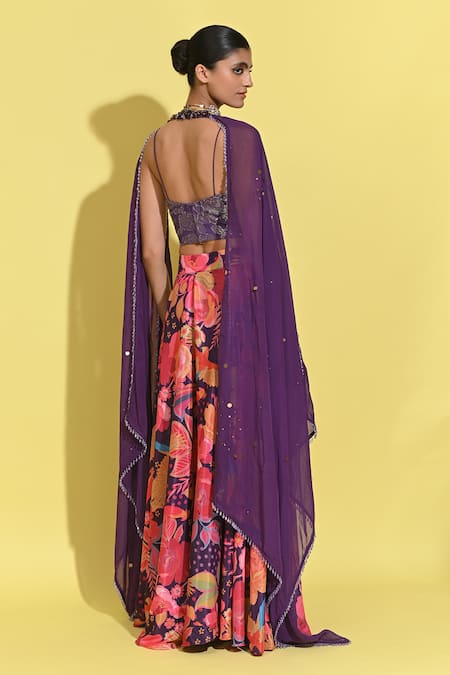 Rishi and Vibhuti Floral Print Lehenga Set 