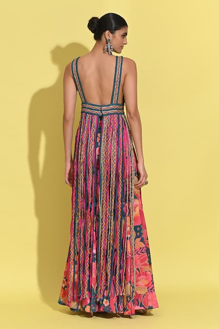 Rishi and Vibhuti Braided Fringe Kurta Dress & Flared Pant Set 