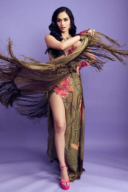 Buy Rishi and Vibhuti Green Organza Beads, Metallic Thread Hand Embroidered Bralette And Skirt Set Online at Aza Fashions Buy_Rishi and Vibhuti_Green Organza Beads, Metallic Thread Hand Embroidered Bralette And Skirt Set _Online_at_Aza_Fashions