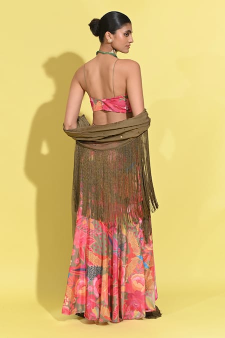 Rishi and Vibhuti Mehroo Hand Embroidered Blouse & Skirt Set 