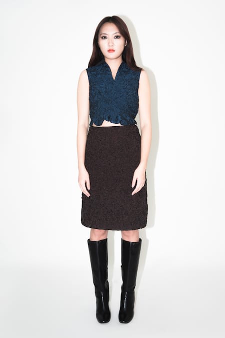 Leh Studios Silk Crumple Textured Skirt 