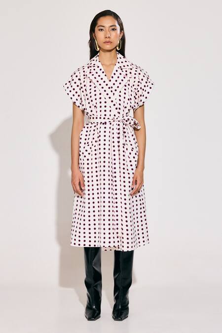 Twinkle Hanspal White Crepe Disco Print Trench Coat Online at Aza Fashions Twinkle Hanspal_White Crepe Disco Print Trench Coat_Online_at_Aza_Fashions