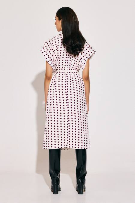 Shop Twinkle Hanspal White Crepe Disco Print Trench Coat at Aza Fashions Shop_Twinkle Hanspal_White Crepe Disco Print Trench Coat_at_Aza_Fashions