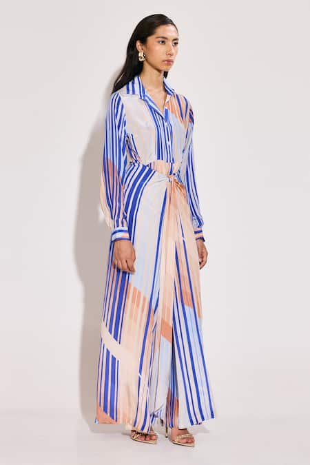 Buy_Twinkle Hanspal_Blue Crepe Collared Abstract Sailor Print Jumpsuit _Online_at_Aza_Fashions
